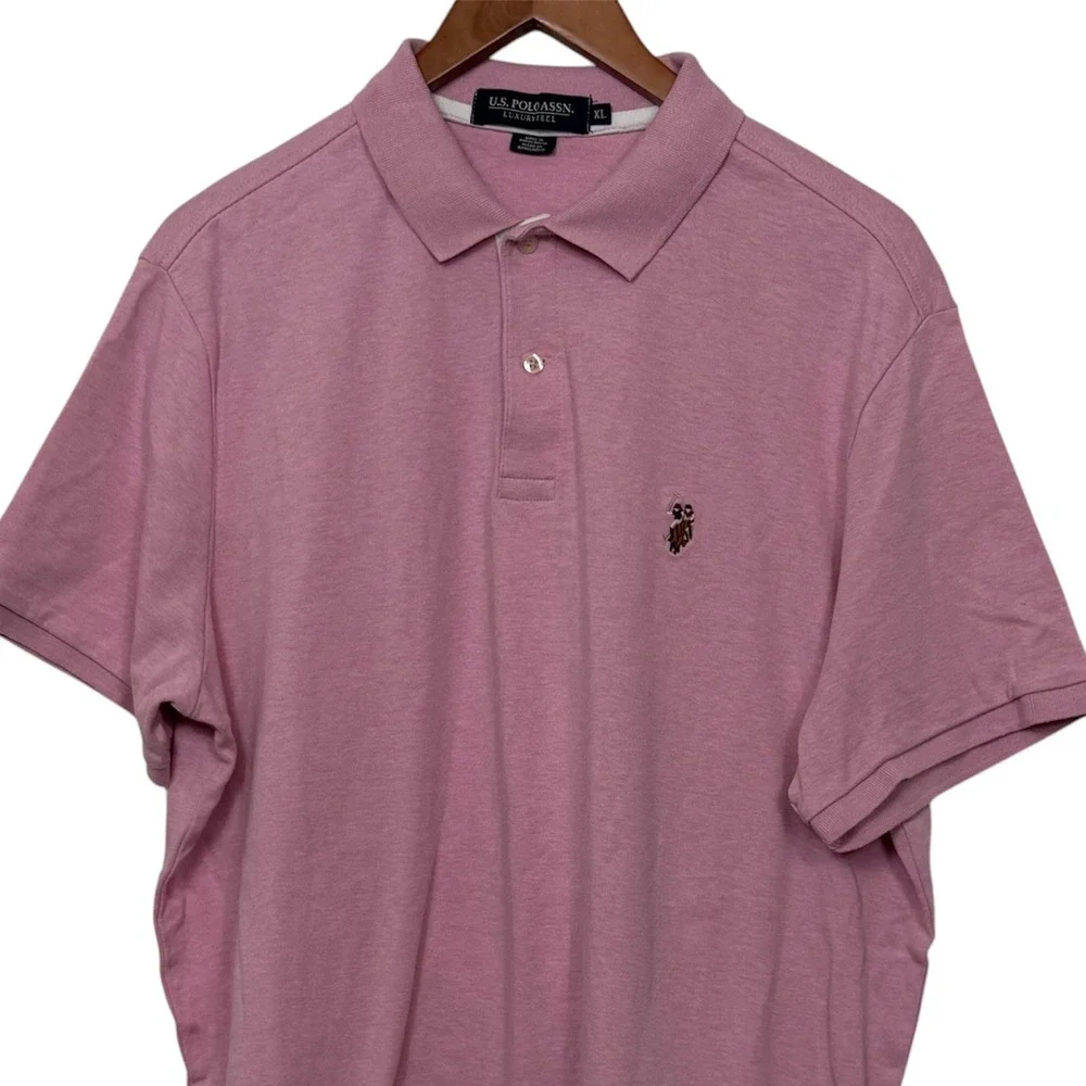U.S. Polo Assn Polo Shirt Men's XL Pink Short Sleeve‎ Double Pony Logo Classic